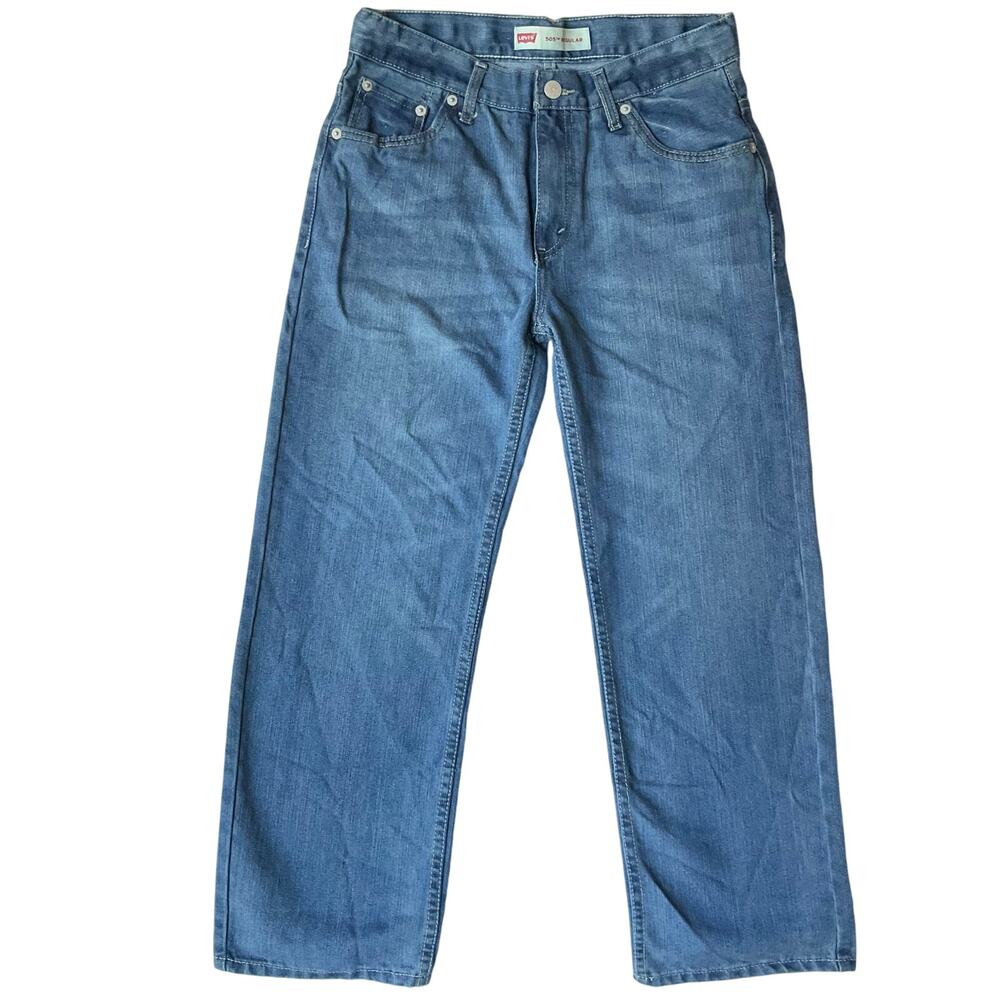 Levi’s Big Boy’s Waxed Denim Straight Leg Jeans Size 12 Husky W32 x L27, Blue